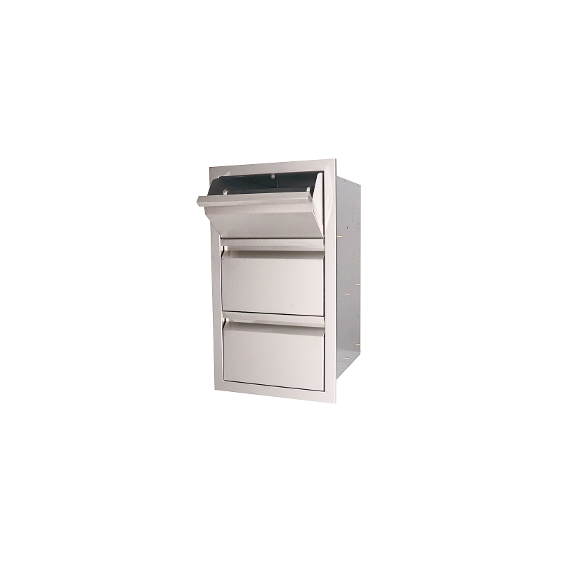 Valiant Stainless Paper Towel Holder/2 Drawer Combo - Fully Enclosed