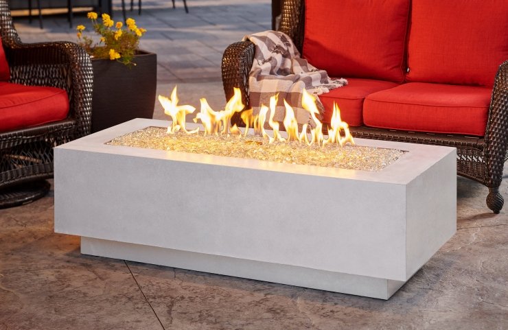 White Cove 54" Linear Gas Fire Pit Table