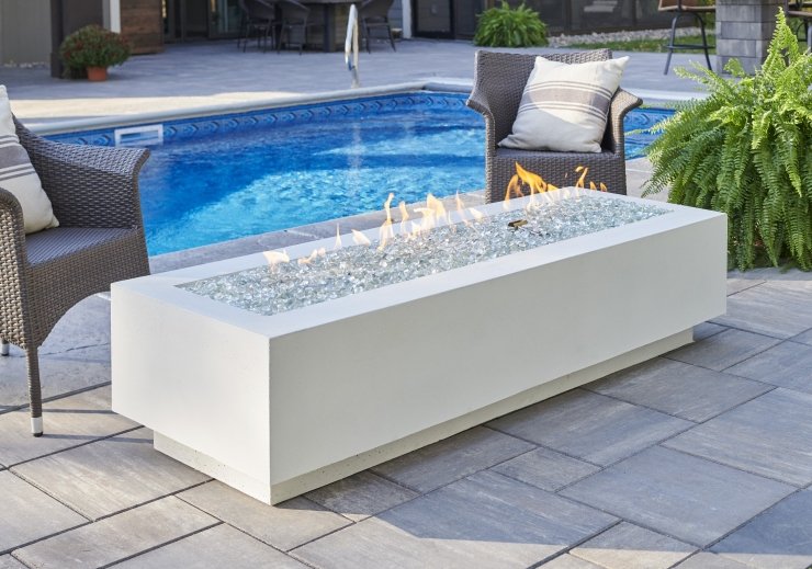 White Cove 72" Linear Gas Fire Pit Table