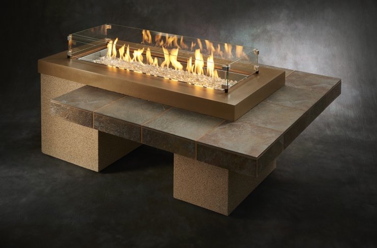 Brown Uptown Linear Gas Fire Pit Table